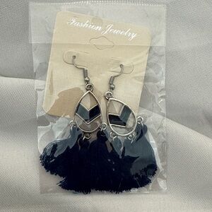 Elegant Blue Tassel Earrings